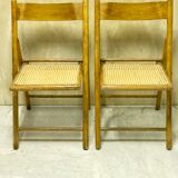 Duo of canned folding chairs