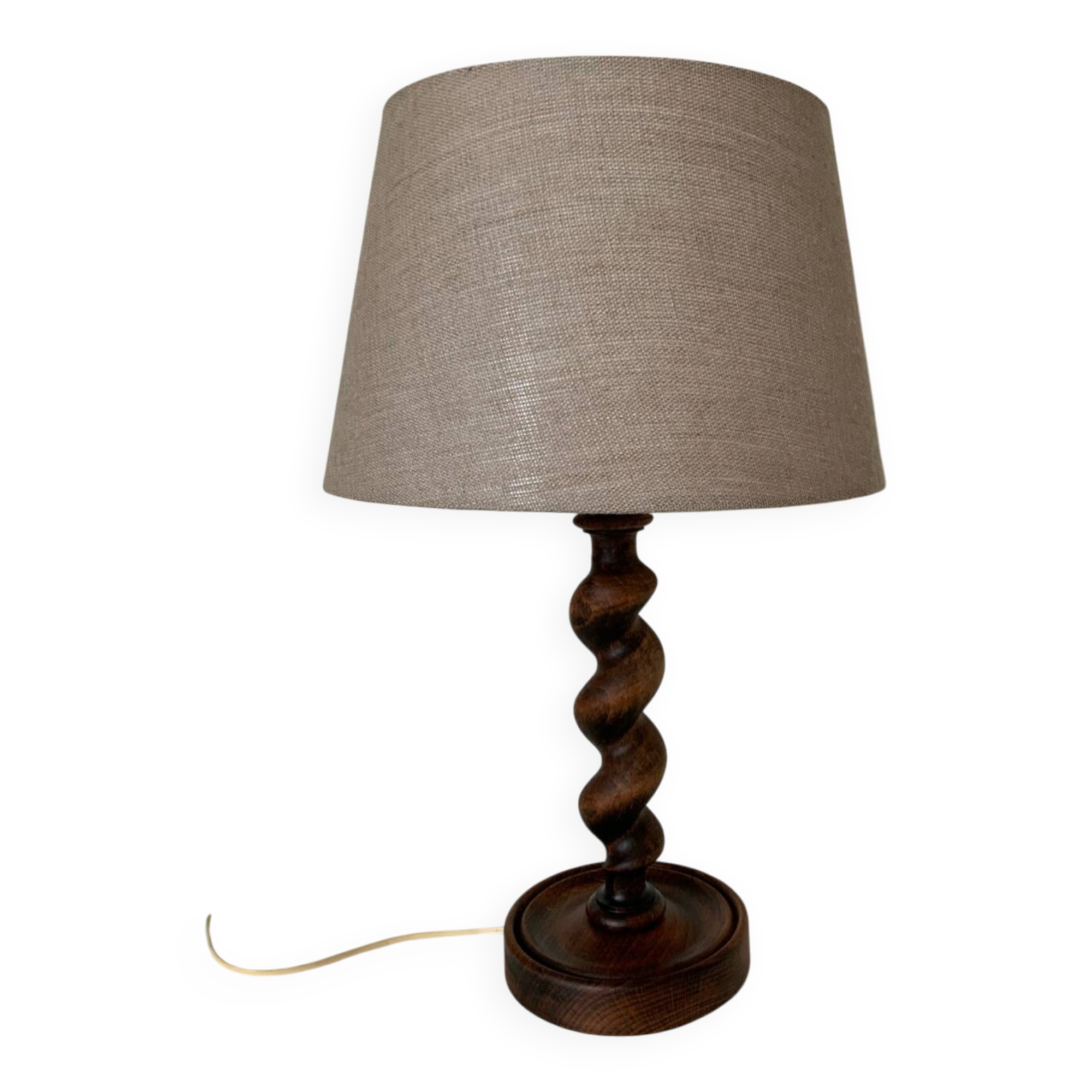 Turned wooden lamp