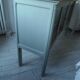 Buffet, desserte vintage réenchanté en vert de gris, plateau  bois.