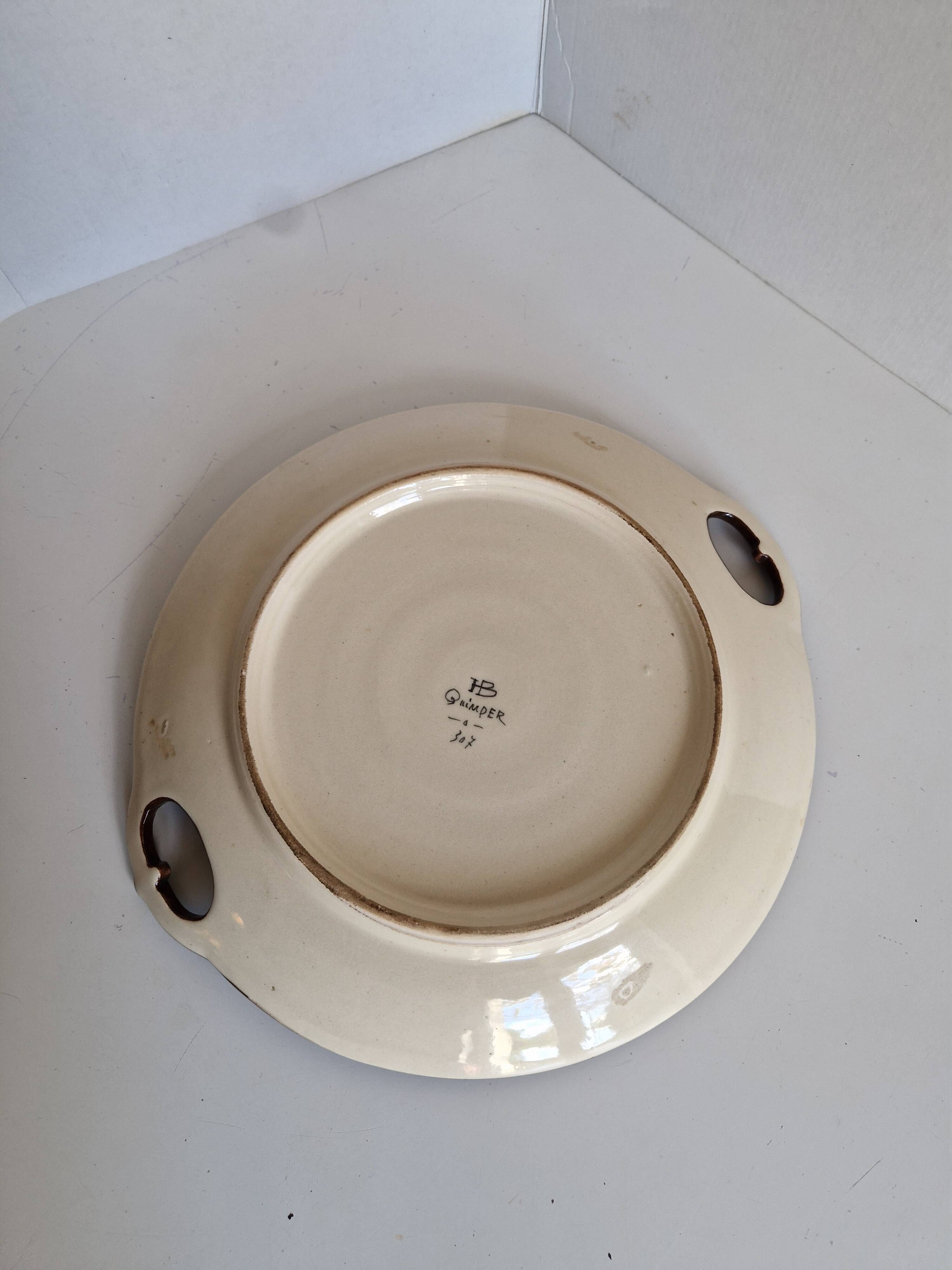 Plate HB Quimper Breton Couple