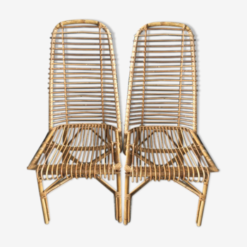 Set of 2 vintage rattan chairs