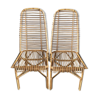 Set of 2 vintage rattan chairs