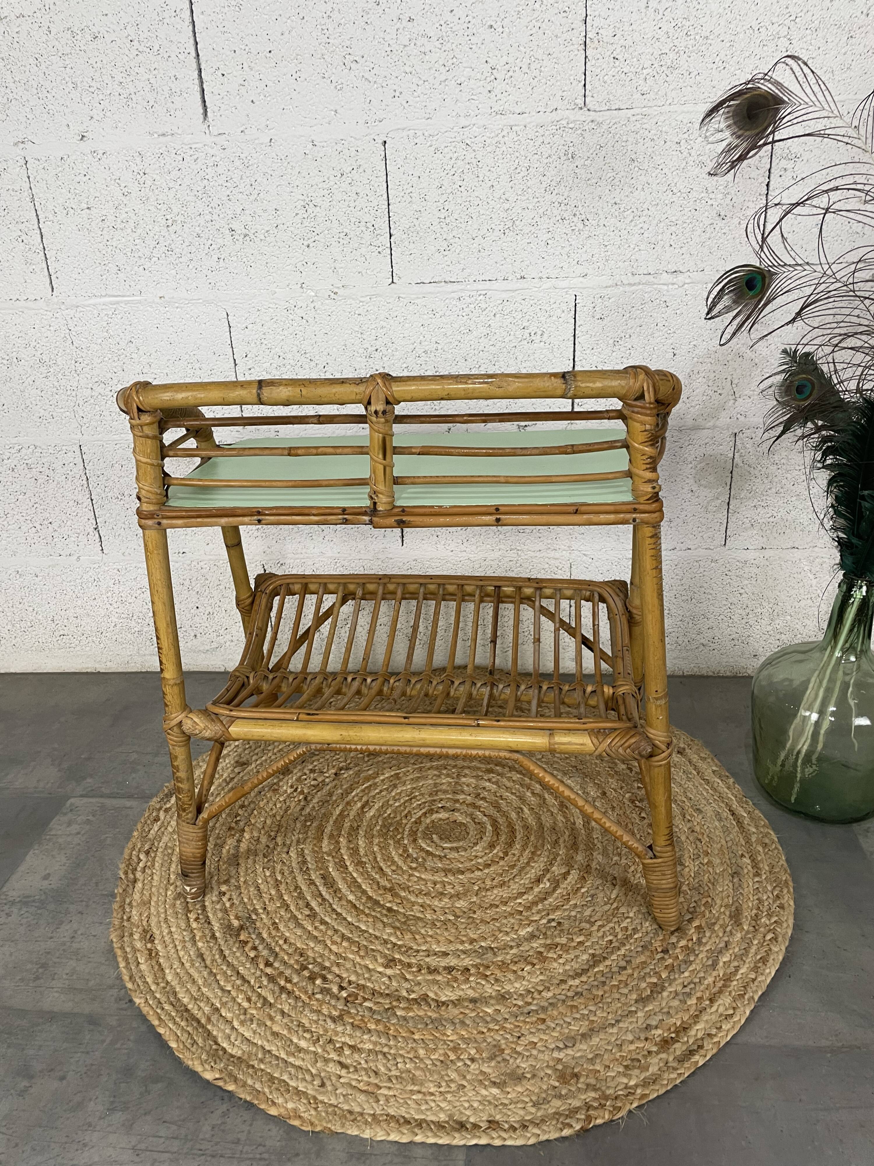 Vintage rattan bedside table