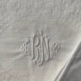 3 white tea towels in damask cotton thread with BN monogram.
