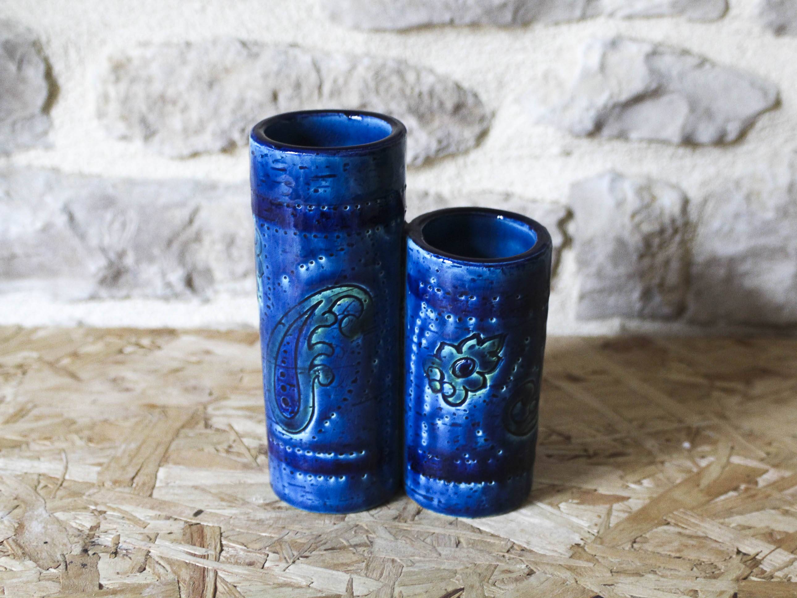 Vase triple en céramique, collection Rimini Blu par Aldo Londi