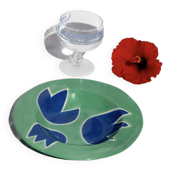 Assiette Green & Blue Tulip