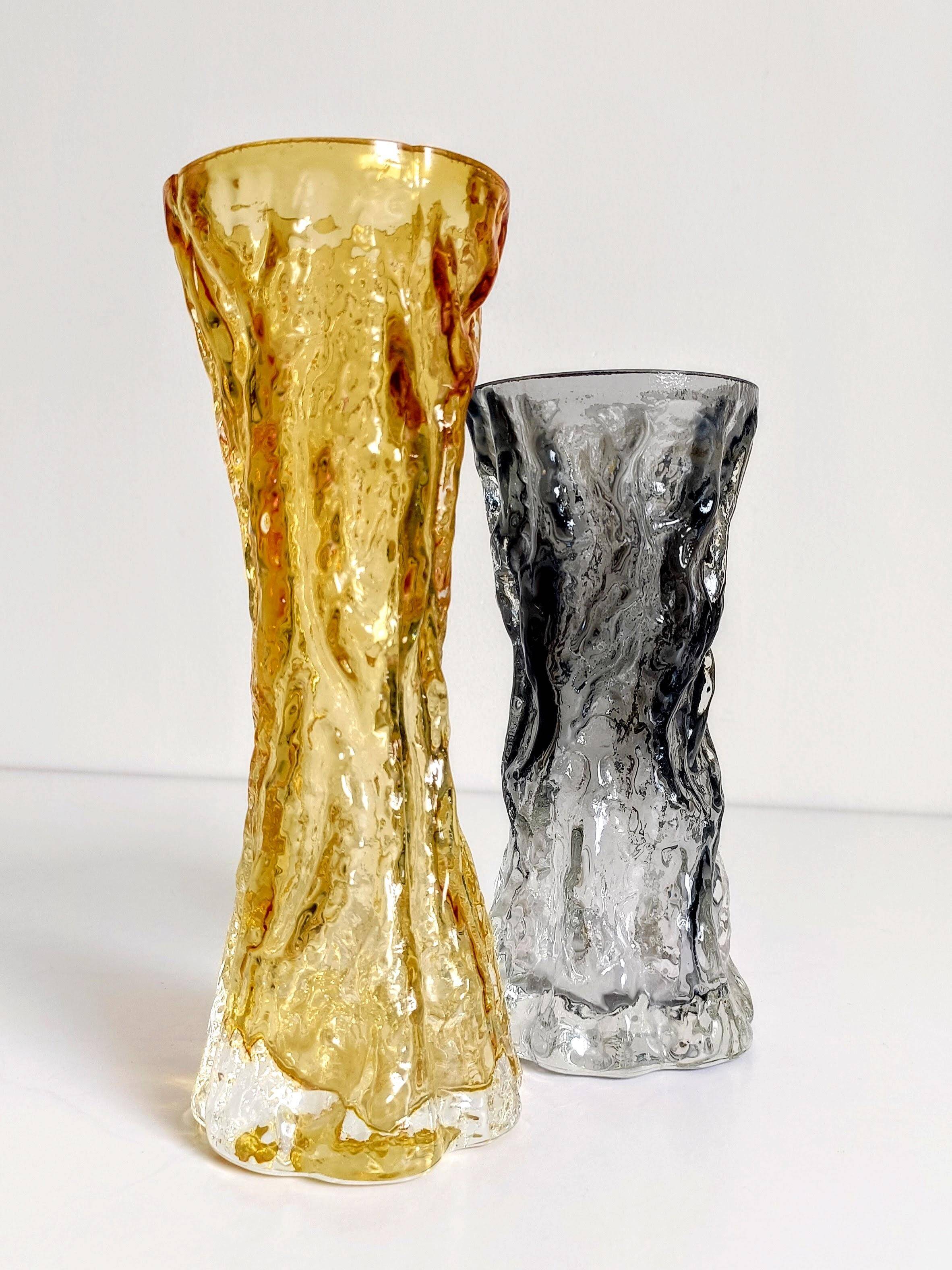 1970s Brutalist Art Glass Vases by Kurt Wokan, Handmade in Germany