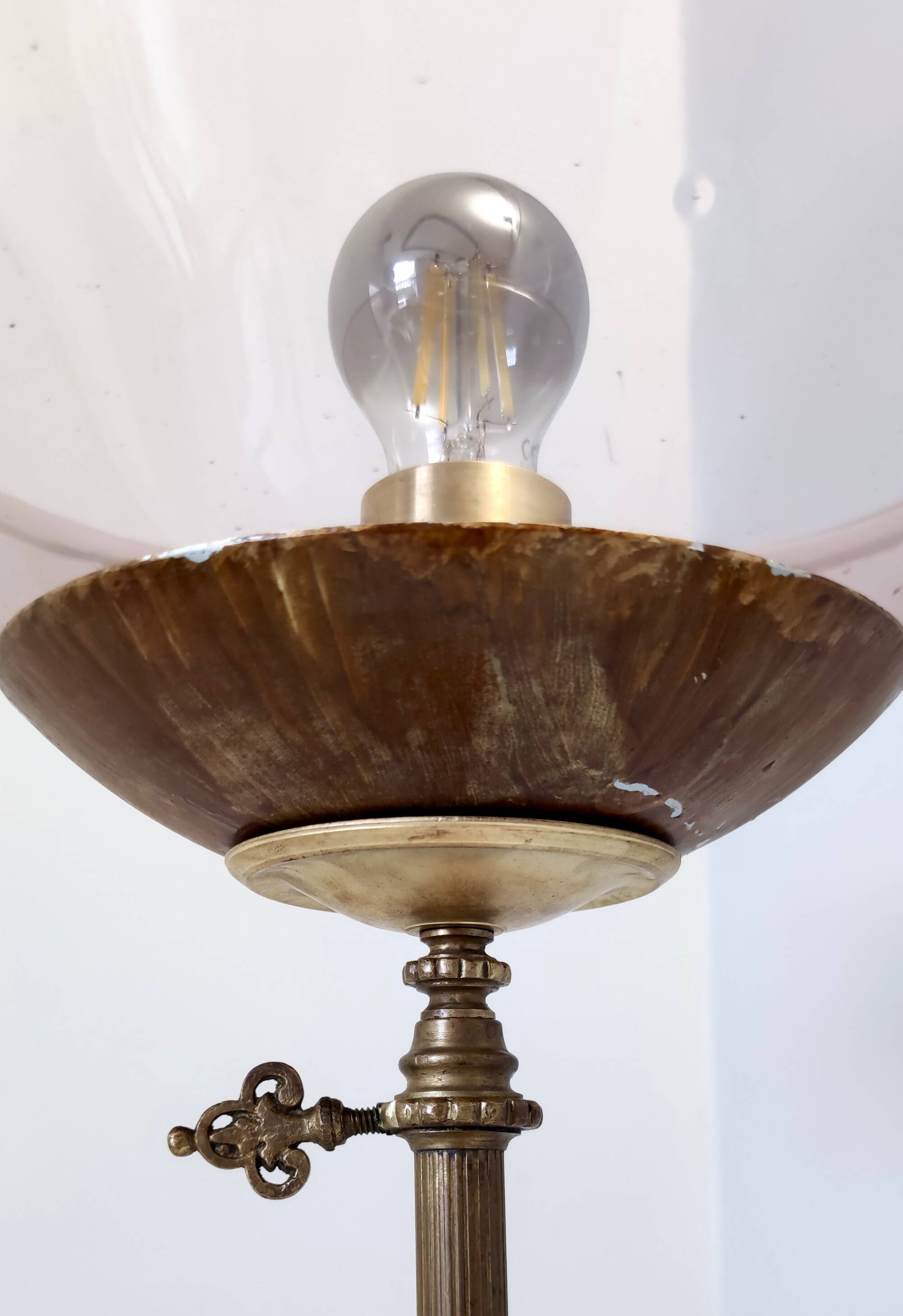 Brass Telescopic Floor Lamp with Red Travertine Marble Tops, Italy