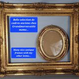 Ancien miroir bois sculpté cérusé décor colombes style Louis XVI Shabby 85x53 cm B572