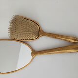 Vintage handheld mirror and hairbrush vanity set