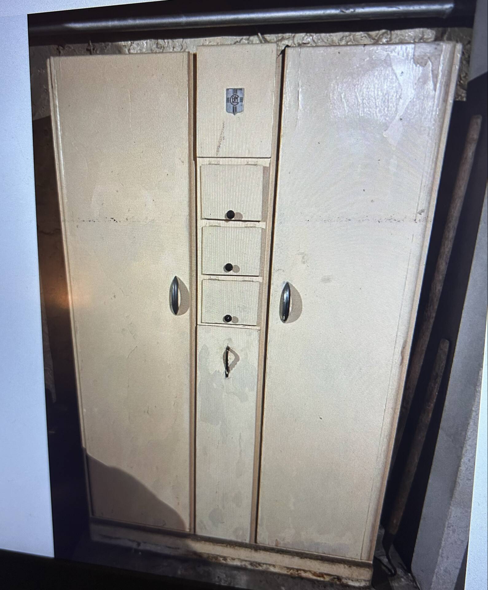 Vintage compartmentalised wardrobe