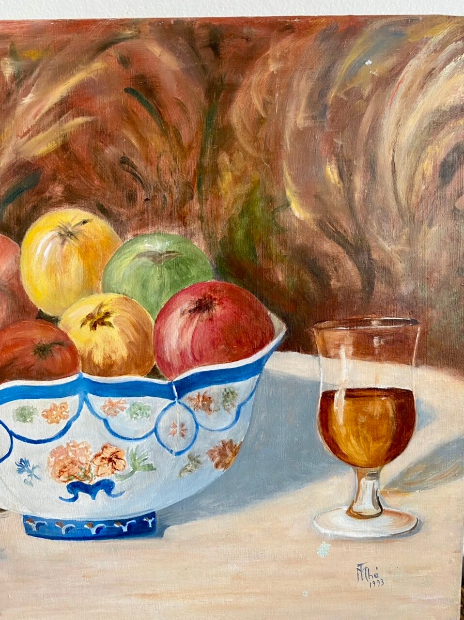 Still life in oil fruit cup