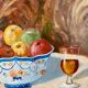 Still life in oil fruit cup