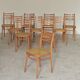 Lot de 10 chaises ton bystrice bois et cannage 1960
