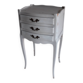 Antique bedside table in light grey patina – 3 drawers