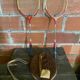 Diamond Badminton Racket Pair Wood + Metal + Leather Case TANNS Vintage