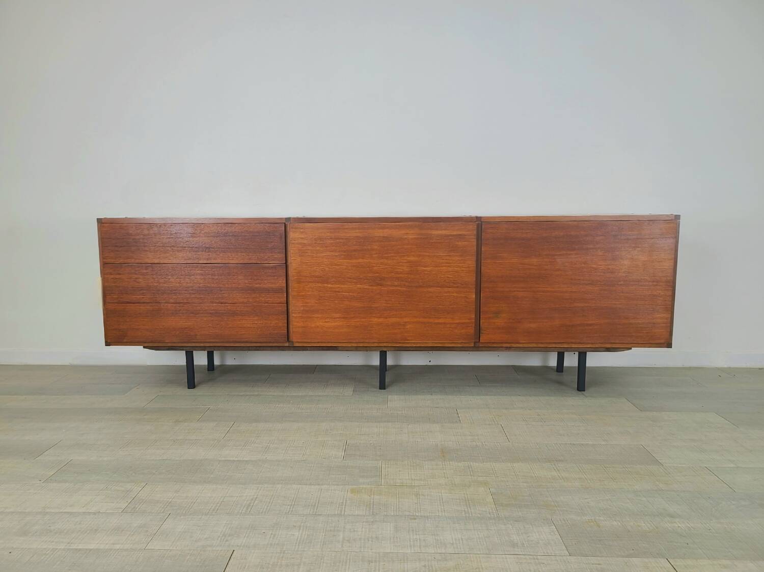 Vintage ARP sideboard in teak 1960s design Guariche Minvielle