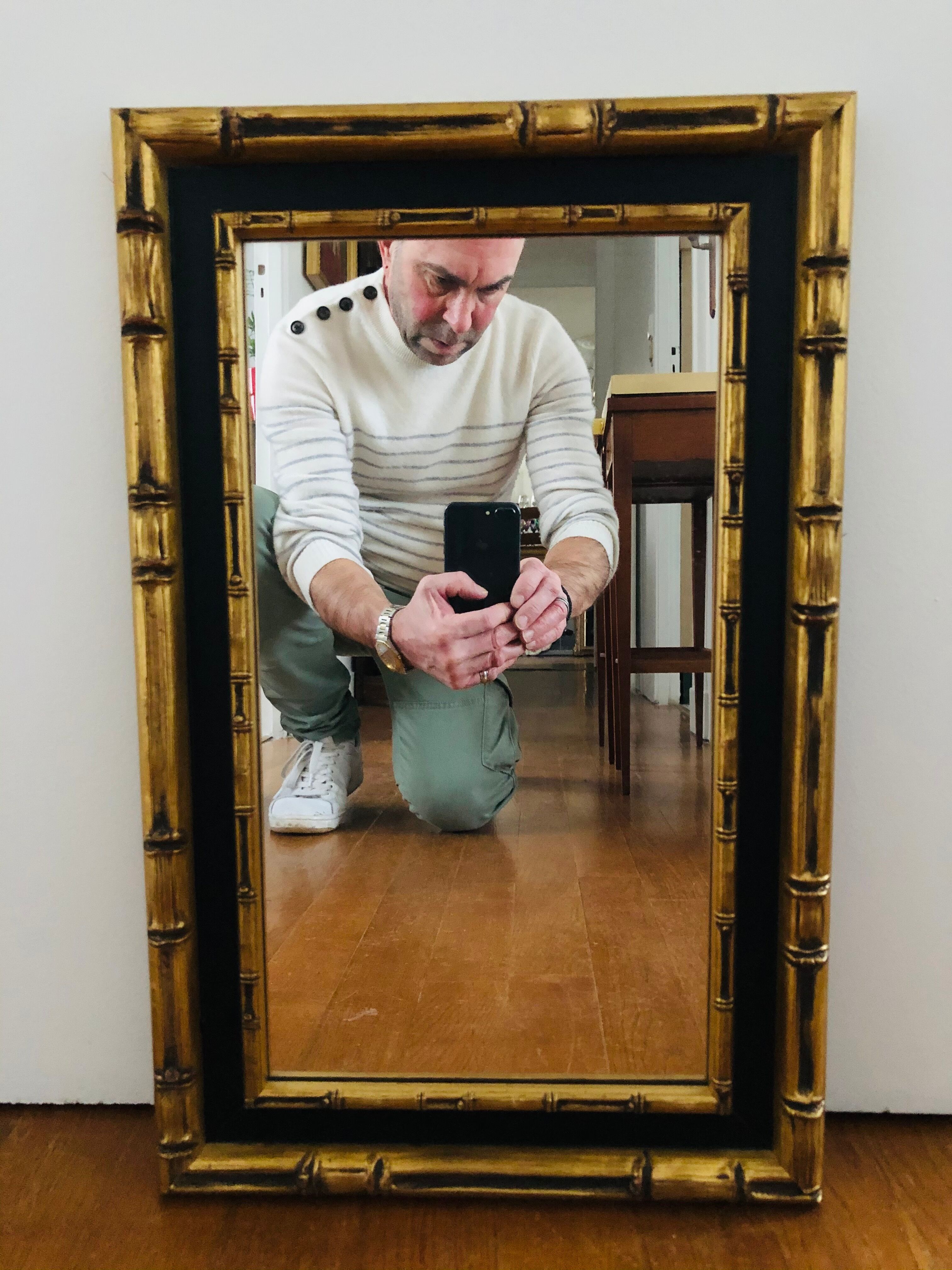 Golden wooden mirror 55x35cm
