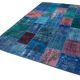 Handwoven turkish contemporary 202 cm x 300 cm blue patchwork carpet