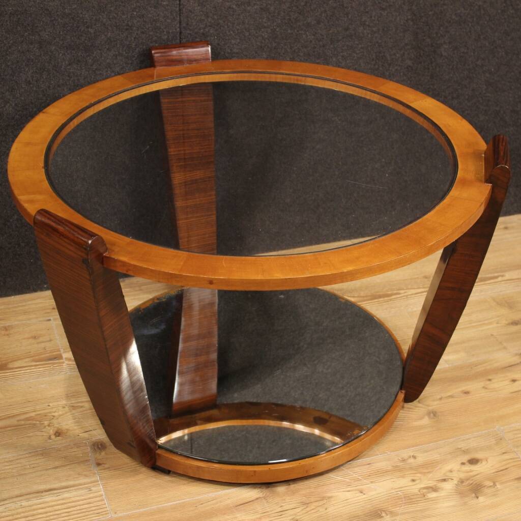 Table basse italienne en bois et verre, années 60