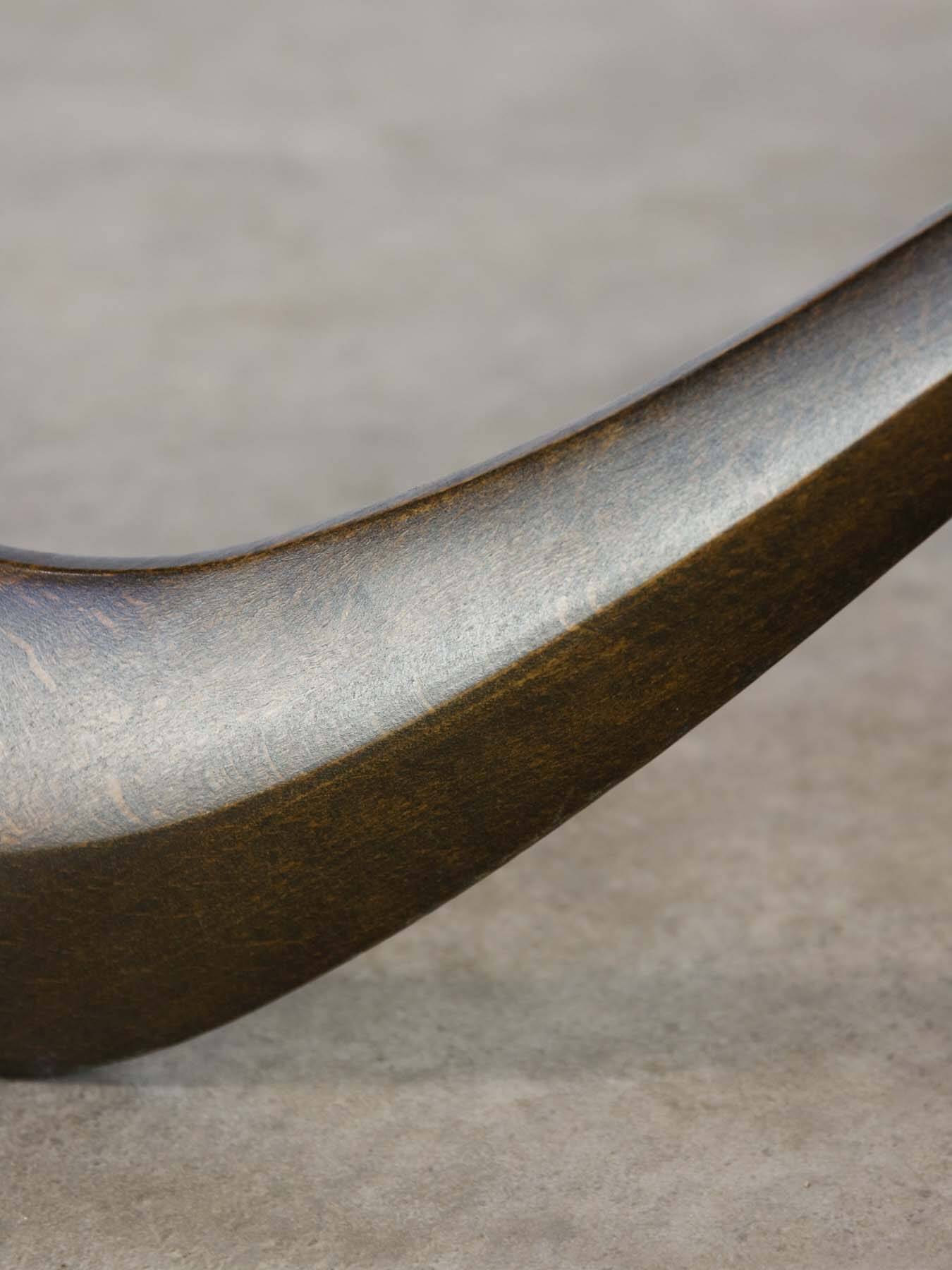 Italian Organic "Snake" Wooden and Smoked Glass Coffee Table, 1960s