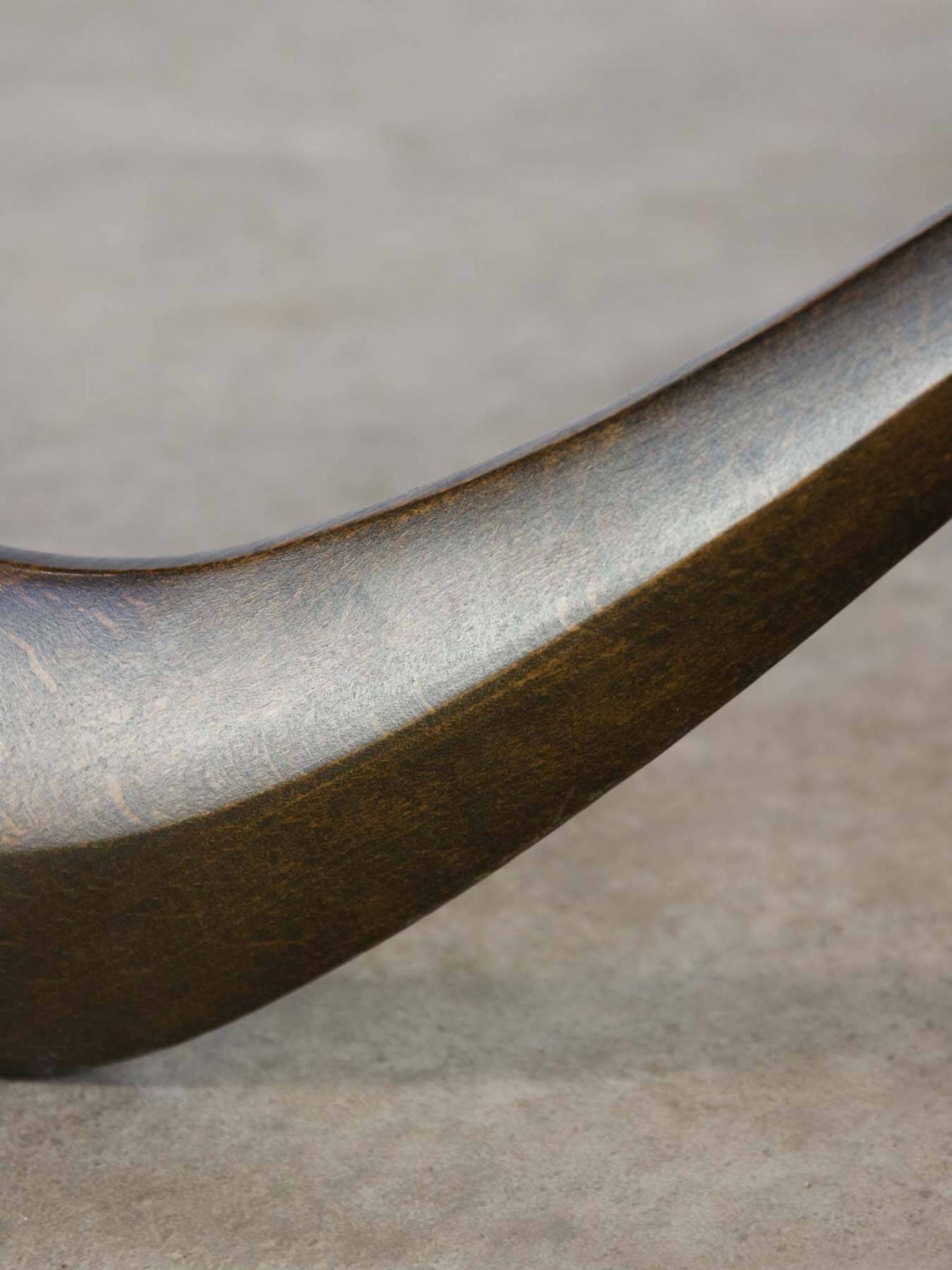 Italian Organic "Snake" Wooden and Smoked Glass Coffee Table, 1960s