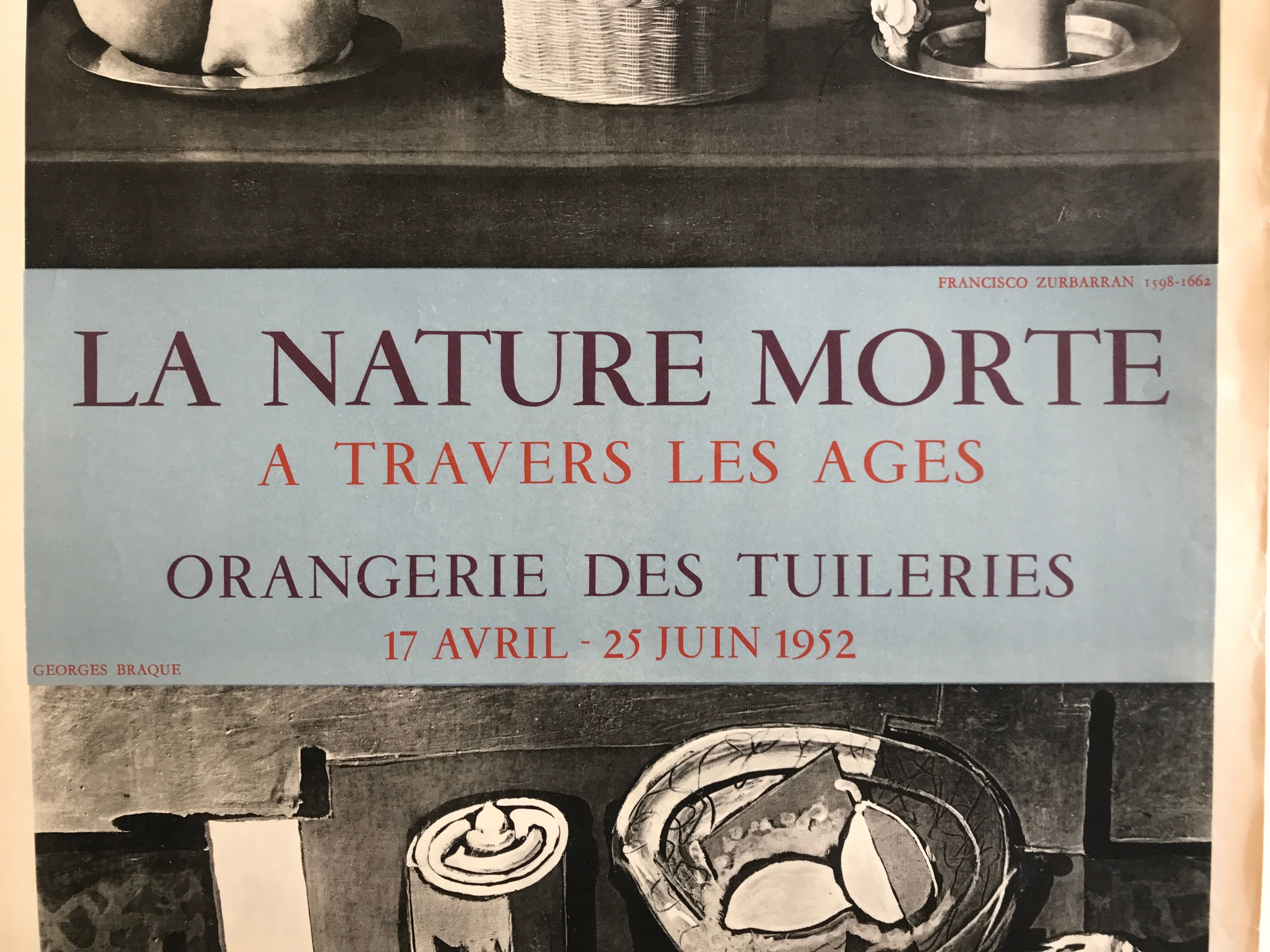 Original lithographed poster exhibition George Braque, Orangerie des Tuileries, 1952