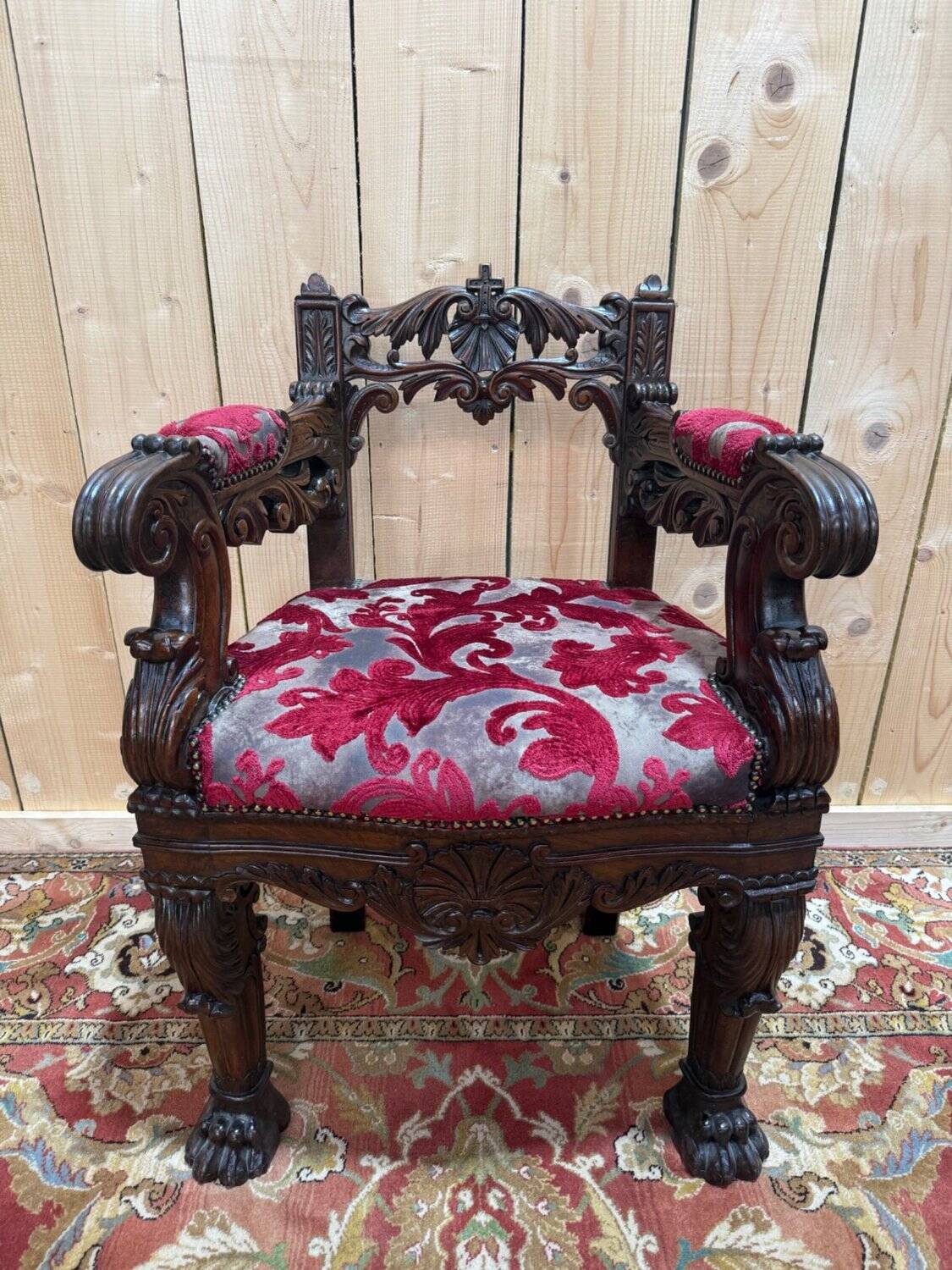 Trône d'évêque – Style Renaissance / Louis XIII – Bois sculpté – XIXe