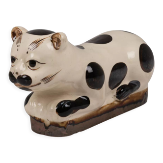 White and black ceramic cat, circa 1900