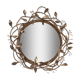 Round mirror in gilded wrought iron and leaves