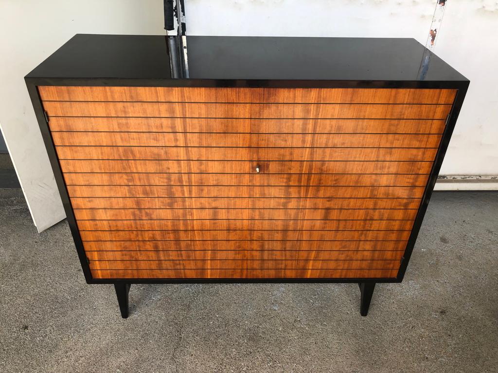 Vintage black lacquered buffet and wood Maurice Flachet