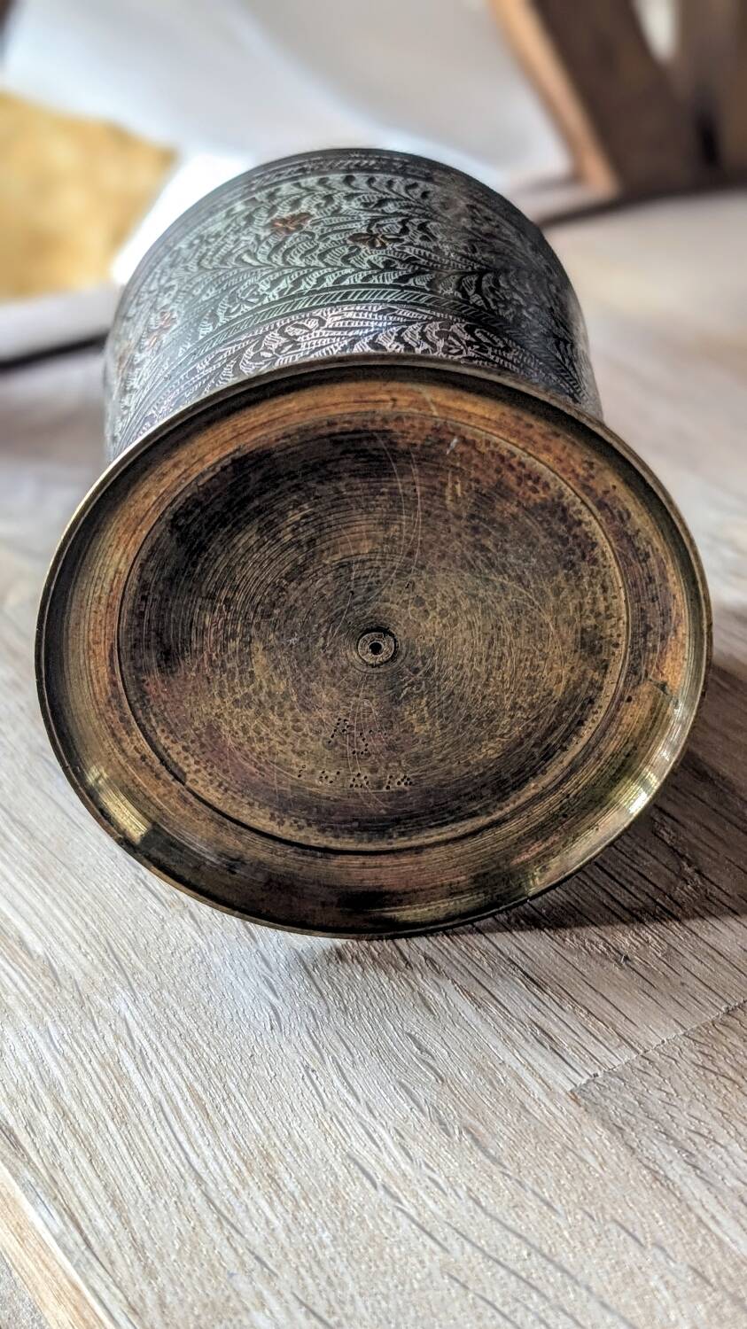 Hand-chiseled brass goblet – vintage Indian craftsmanship