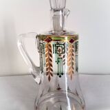 Carafe and 3 liquor glasses with Jugendstijl motifs, year 1920