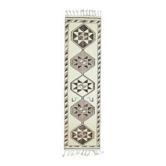 Tapis coureur vintage turc en laine et coton beige noué à la main des années 1970 90x335