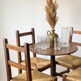 4 wooden and straw country chairs