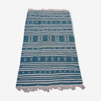 Carpet blue berber kilim made by hand 200x115cm