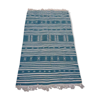 Tapis kilim bleu berbère fait à la main 200x115cm