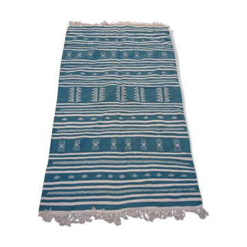 Tapis kilim bleu berbère fait à la main 200x115cm