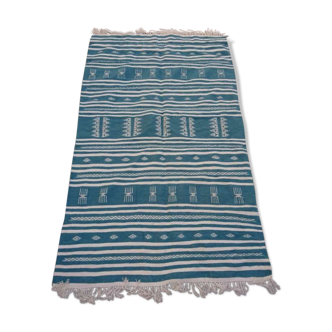 Carpet blue berber kilim made by hand 200x115cm