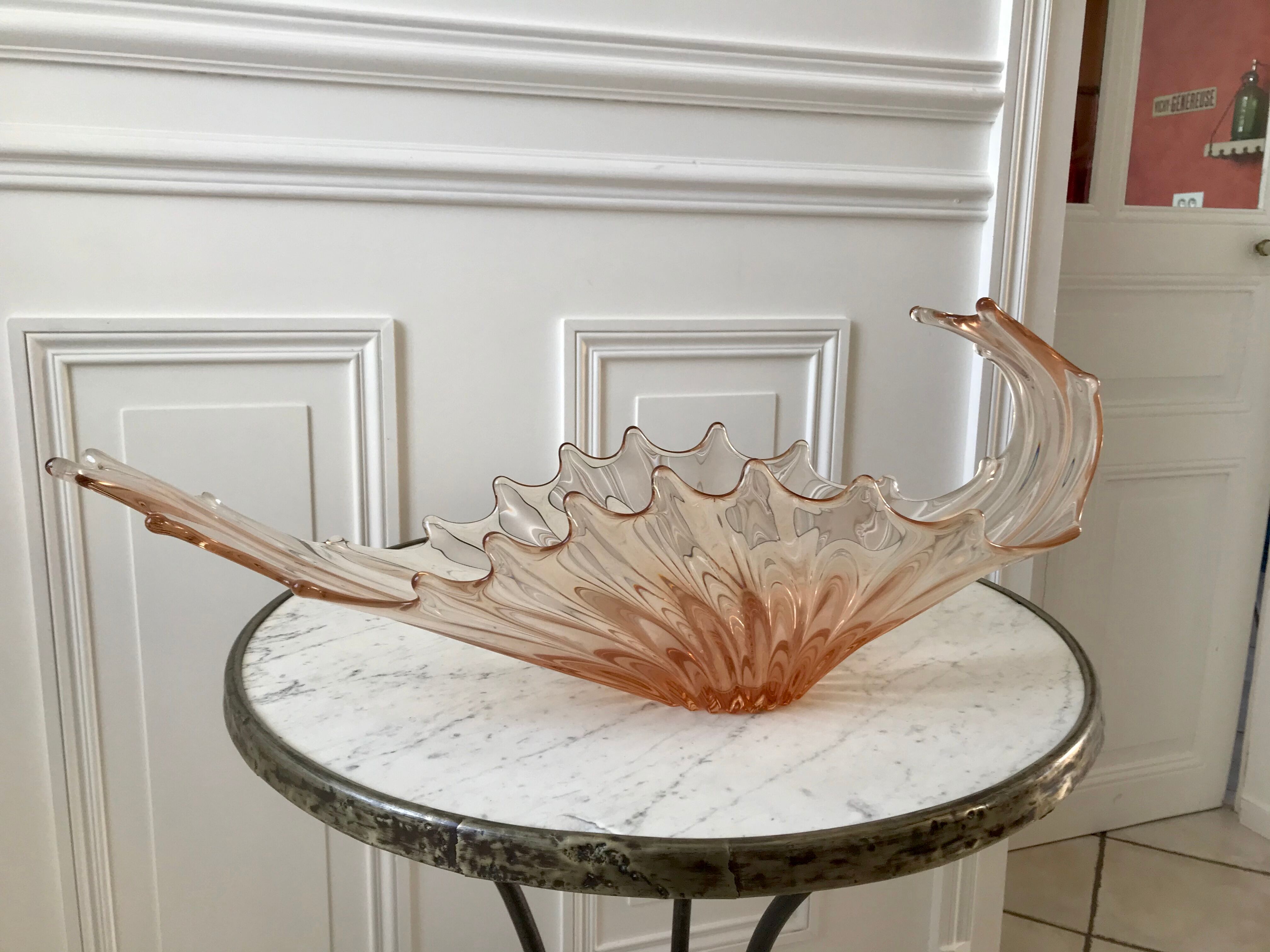 Large pink glass cup 50s-60s