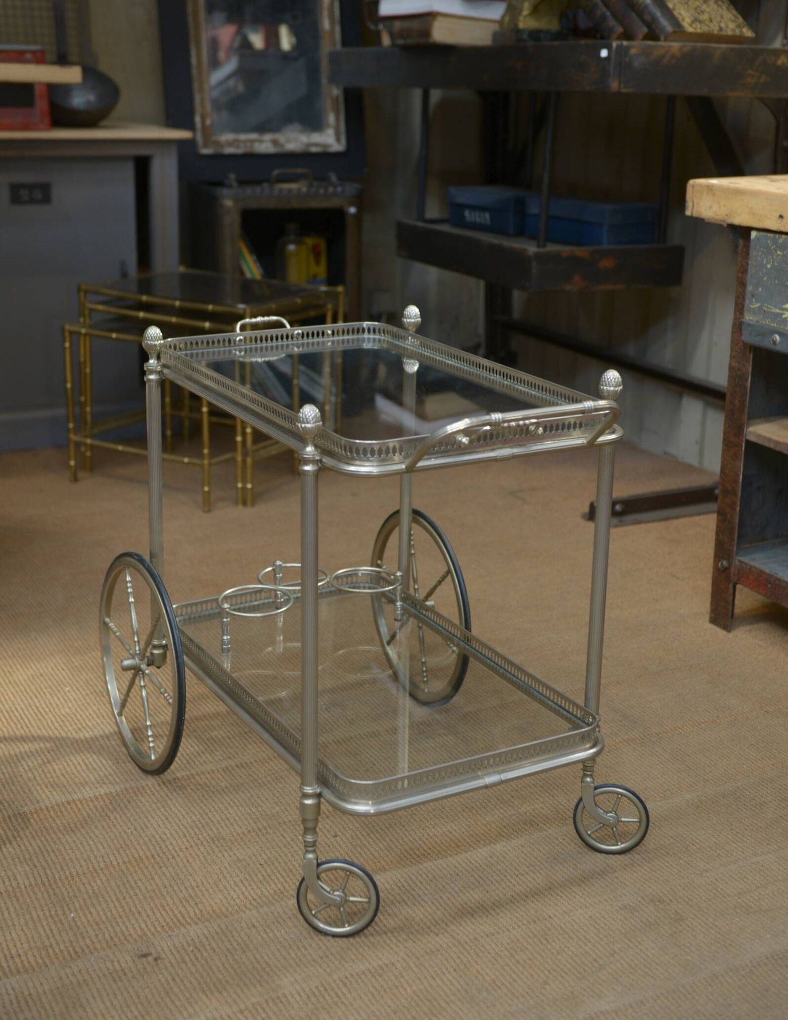 metal drinks trolley, France, 1960
