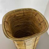 Aubock style rattan and brass bauhaus waste bin France 1960s