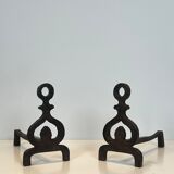 Pair of modernist wrought iron fire dogs.