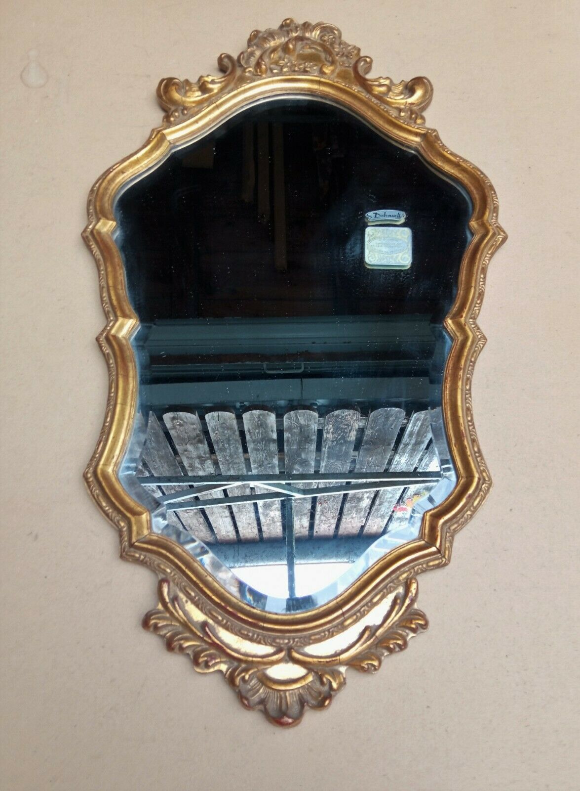 Golden wall mirror with gold leaf Deknudt - beveled ice - Louis XV style