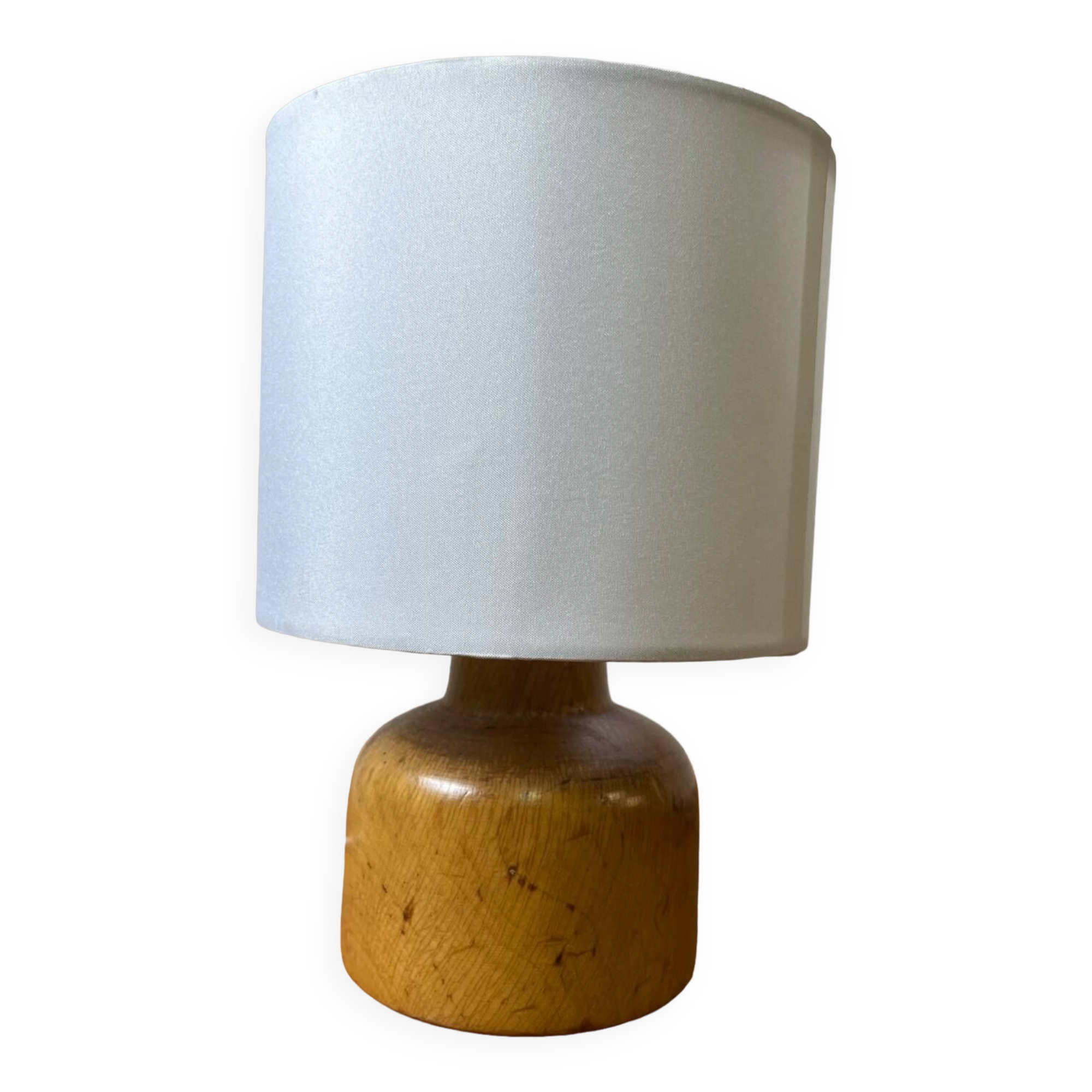 Wooden foot lamp with white lampshade
