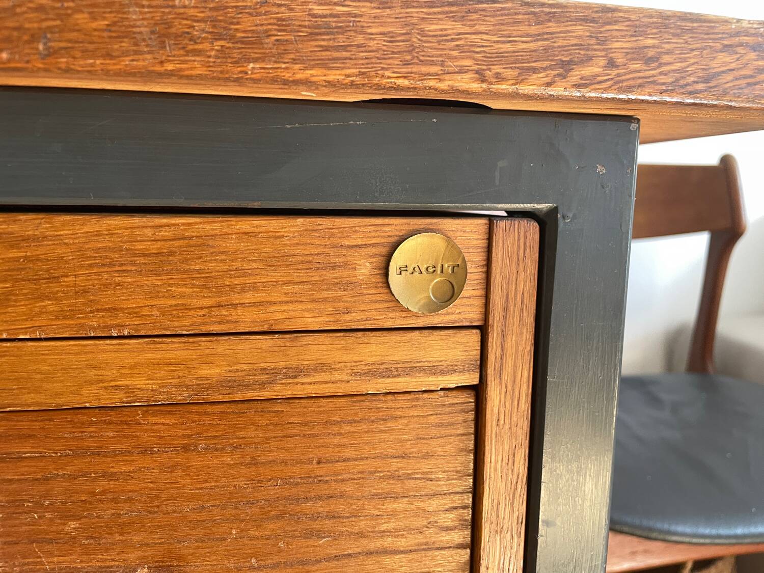 Teak and steel desk