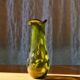 Free-form olive green art glass vase by Gyula Budveszel, Hungary, 1990s