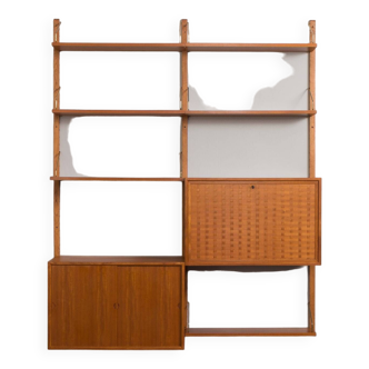 Poul Cadovius modular teak wall unit with a hidden desk, Denmark 1960s