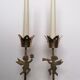 Paire de bougeoirs laiton angelots