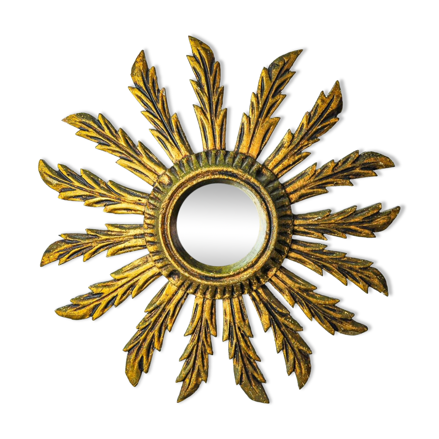 Sun mirror in gilded wood, France, 1960, 38 cm